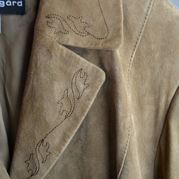 Y2K 100% leather Blazer Jacket with Embroidery office core Academic - Picture 6 of 10